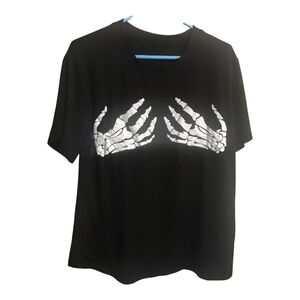 Halloween Skeleton Hands T-Shirt Size 0XL SHein
